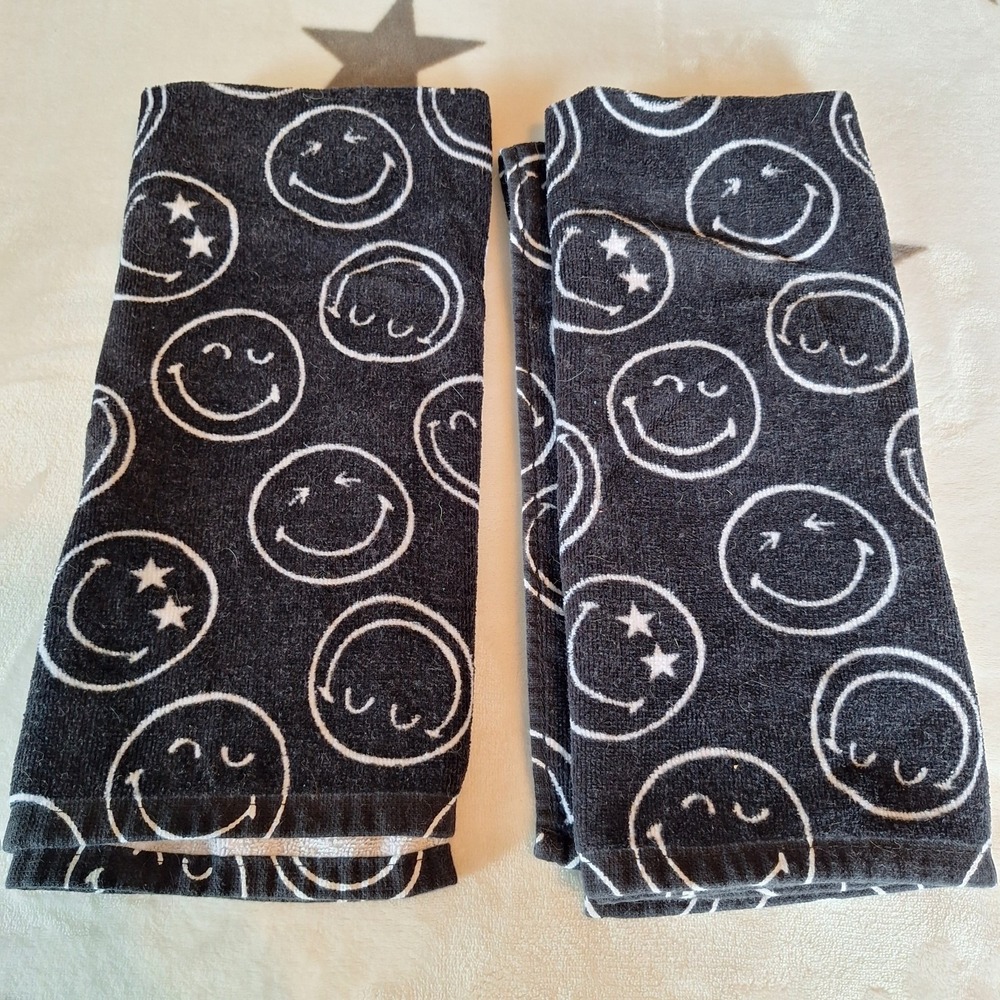 Smileyworld 100% Cotton Kitchen Towels Set of 2 Black & White The Smiley Company
